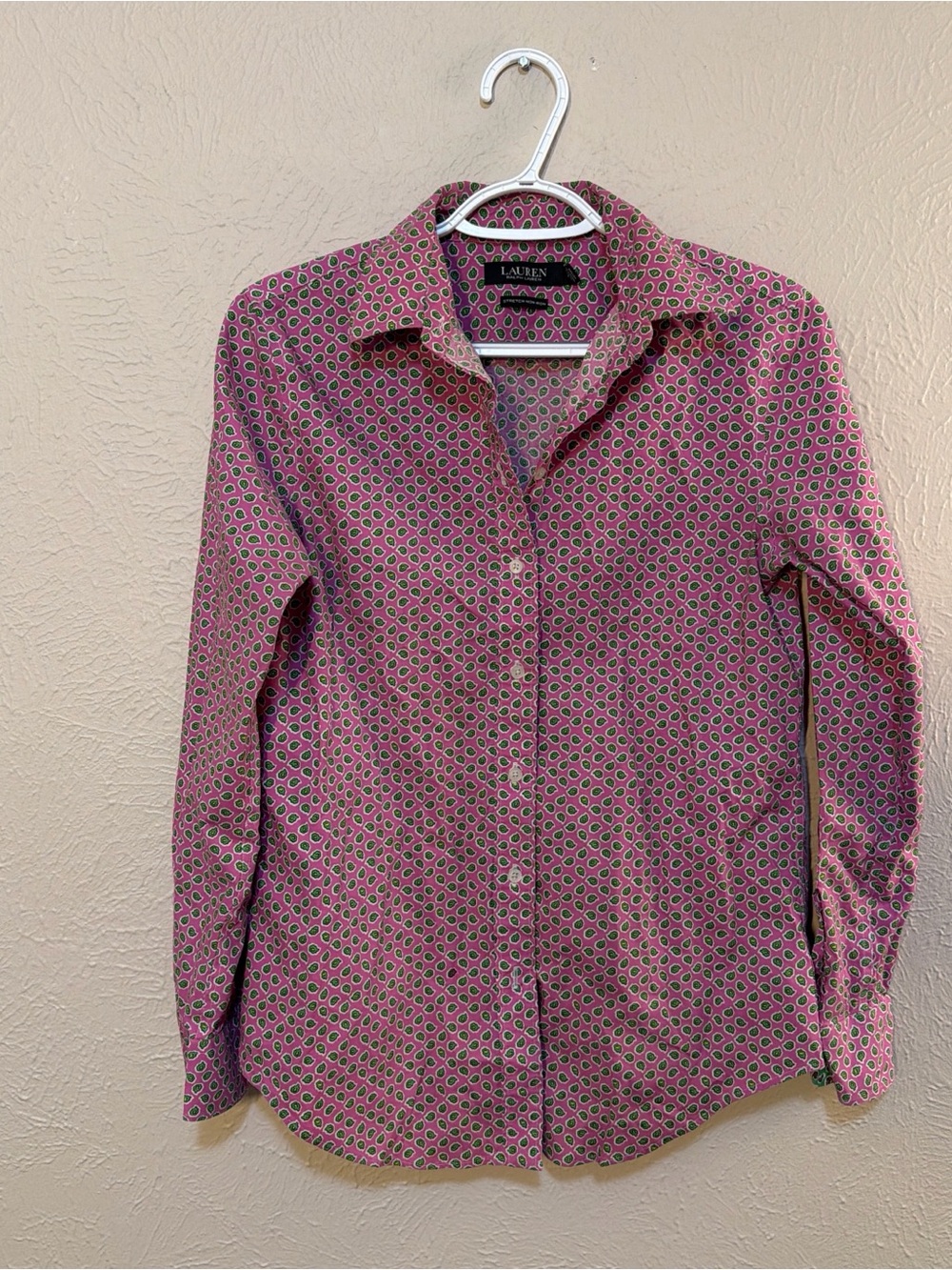 Ralph Lauren Pink Geometric Print Men's Button-Down Shirt